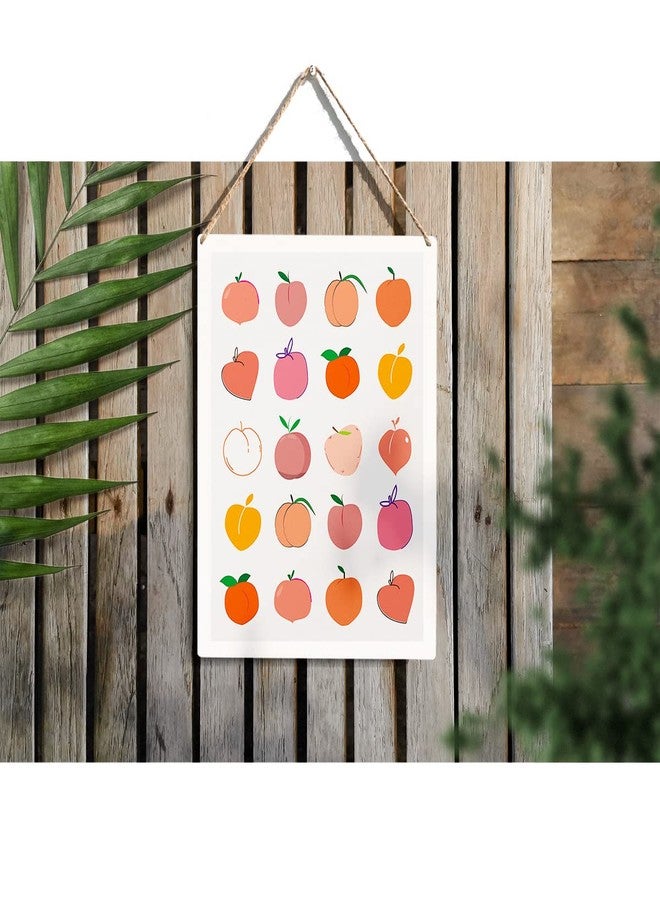FREHVN Colorful Fruit Peaches Wood Sign Peach Wooden Signs Rustic Hanging Plaque Home Wall Art "8 x 10", Perfect Sign Wall Decor for Home Bathroom Restroom Toilet - Image 2